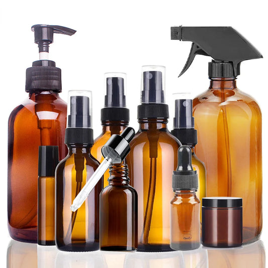 10/15/20/30/50/100/500ml Amber Glass Spray/Dropper Bottles Sprayer